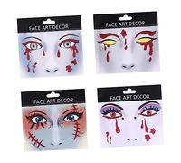 DRESSOOS Pegatinas De Día De Los Muertos y Halloween Caras y Ojos Decoración Para Fiestas 4 Unidades/set