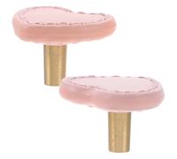 DRESSOOS Pomos para Armario Infantil de Latón y Piel Rosa, Tiradores de Muebles Diseño de Corazón, Set de 2 Piezas, Manijas para Habitación Cajones, Accesorios para Muebles Resistentes
