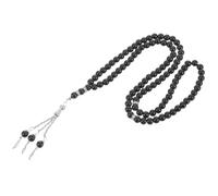 DRESSOOS Pulsera Estilo Vintage Retro de Cuentas de Vidrio Negro Superficie Lisa Rebabas para Oración y Peregrinación para Personas que Practican el Budismo