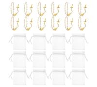 DRESSOOS Pulseras Religiosas Cristianas con Dijes de Cruz y Cuentas de Aleación Blanco, Mini Rosarios para Comunión y Ocasiones Obsequios, 12 Juegos Fáciles de Llevar