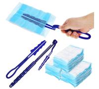 DRESSOOS Recambio de Plumero Electrostático de Microfibra con Mango Extensible, Limpiador de Ventiladores para Limpieza Diaria y Muebles, Cabezal Reemplazable de Plástico Azul