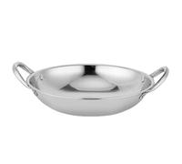 DRESSOOS Sartén Wok Redondo de Acero Inoxidable 26 Cm para Cocina Olla de Caldo Resistente al Calor Menaje de Cocina para Hogar Versátil
