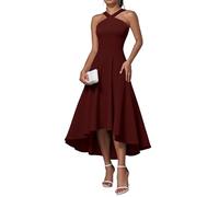 DRESSTELLS Vestido de cóctel para Damas Elegante para Bodas Vestido de Noche Corto de Verano Vestido de Swing Vintage Rockabilly Morado Festivos Vestidos de Rodilla deVestido con Degradado Bordo 3XL