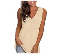 Dressy - Camiseta sin mangas de moda para mujer, para el trabajo, casual, de negocios, básica, sin mangas, holgada, linda camiseta sin mangas Y2K, dobladillo curvado, para salir, cuello en V, verano