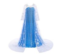 Dressy Daisy Vestido de Princesa Elsa Reina de las Nieves para Niña 6-7 Años - Traje con Lentejuelas y Capa Azul para Teatro Fotografías