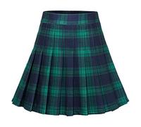 Dressystar Falda Básica para Mujer Elástica de Patinadora Pom-Pom Girl Mini Falda Plisada, L