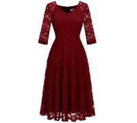Dressystar Ladies Festive Lace Dress Vestido de Noche de Verano Corto Prom Vestidos Christmas Party Vestido Rojo Oscuro XL