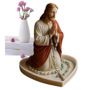 Dreuhuing Porta Joyas de la Virgen María | Soporte De Rosario Religioso En Resina Con Figura De Jesús | Decoración del Hogar para Hombres, Parejas, Estudiantes, Profesores, Oficinas, Habitaciones,