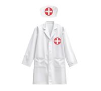 Dreuhuing Traje De Doctor Infantil - Juego De Rol Médico Infantil Para Niños - Uniforme De Cosplay Detallado Lavable A Máquina Para Edades 3-8 Años Para Cumpleaños Día De La Profesión Y Halloween