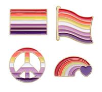 Dreuyet 4 broches de arco iris LGBTQ para hombres y mujeres, a la moda, esmaltados, bandera de corazón, arco iris, orgullo arcoíris, pines de solapa para ropa, bolsos, sombreros, accesorios, joyería