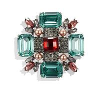 Dreuyet Broche vintage de diamantes de imitación para mujeres y hombres, estilo barroco, rectangular, bola redonda, estilo victoriano, Art Deco, accesorios elegantes para vestidos, bodas, cumpleaños