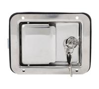 Drfeify 140 X 108 Mm Cerradura de Manija de Paleta Pestillo de Paleta de Montaje Empotrado de Acero Inoxidable 304 Pulido Espejo con Junta de 2 Llaves para Caja de Herramientas Panel de Puerta de