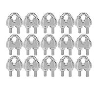 Drfeify Abrazaderas de Cable de Acero, 15 Piezas M2 en Forma de U, Juego de Clips para Cuerda de Alambre, para Muebles de Patio, Cuerda de Seguridad, Equipo de Gimnasio, Cercas, Luces