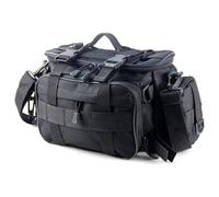 Drfeify Bolsa de Pesca Bolsa de Almacenamiento de Pescador de Pescado Bag Al Aire con Múltiples Bolsillos Molle Divisor Extraíble Divisor para Pescadores ENTRADOS ENTERENCIALES (Black)