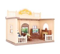 Drfeify Casa de Muñecas en Miniatura de Plástico a Escala 1:12, Juego de Muebles para Casa de Muñecas con TV, sofá, Chimenea, Mesa de té y Macetas para Sala de Estar, Juego y Exhibición en de