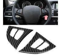 Drfeify Cubierta del Marco del Volante de Fibra de Carbono, 2 Piezas de Embellecedor de la Cubierta del Marco de los Botones del Volante, Instalación de Pasta, Protección contra Arañazos y Polvo,