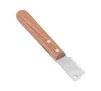 Drfeify Cuchillo para Caca, Herramienta de Aseo de Acero Inoxidable para el Cuidado de Mascotas, Reduce la Pérdida de Pelo para Perros y Gatos, Diseño Multifuncional con de Madera