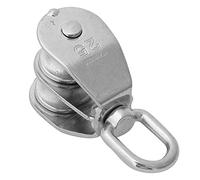 Drfeify Disco de Schwenkrieme 304 Rueda Doble de Acero Inoxidable para el Yate del Barco, Panze de Crisis de Santificación de Cuerda para Botes de Pesca, Rueda de Aparejo para Carga Pesada (25 mm)