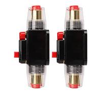 Drfeify Disyuntor en Línea, ABS Aleación de Zinc Latón Disyuntor de Reinicio Manual 12 24 V con Portafusibles Terminales de Batería para Automóvil Barco Audio Marino RV Inversor (60A)