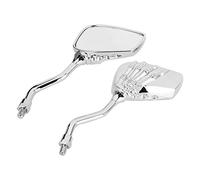 Drfeify Espejo Retrovisor Cromado, Carcasa de Plástico, Diseño de Garra de Calavera, Ajuste Universal para la Mayoría de Motocicletas con Rosca de 8 Mm y 10 Mm
