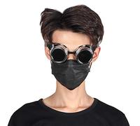 Drfeify Gafas Steampunk con Puente Nasal Ajustable, Gafas de para | Marco de ABS, Lente Desmontable para Exhibición, Correa Elástica para la Mayoría de Tallas, Diámetro de Lente de 55 mm.