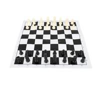 Drfeify Juego de Ajedrez Internacional 2 en 1, Tablero de Ajedrez Plegable PP PU con 32 Piezas de y 24 Damas, Tablero Reversible de 24,5 X,5 Cm para Viajes y Juegos Familiares Al Aire