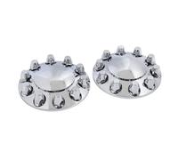 Drfeify Juego de Cubiertas Cromadas para Eje Delantero ABS con Tapacubos de 14 Pulgadas y Cubiertas para Tuercas de 33 Mm, par Brillante para Camiones, Remolques y Vehículos