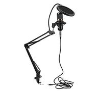 Drfeify Kit de Micrófono de Condensador Profesional USB con Camioneta Direccional para Transmisión y Actuaciones en el Escenario - Cuerpo de Tubo Azul + Cabeza de Malla Plateada (#1)