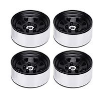 Drfeify Llantas de Aleación de Aluminio de 4 Piezas de 1,9 Pulgadas, Mecanizado CNC, Mano de Obra Fina, Modelado de Alta Simulación, con Apariencia Novedosa, Fácil de Instalar, para (Black)