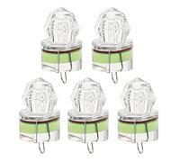 Drfeify Luz de Señuelo de Pesca de 5 Piezas, LED en Forma de Diamante, Resistencia a la Corrosión Intermitente de Apertura Automática, con Batería Incorporada, para Pesca de Agua Salada, (Green)