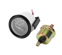 Drfeify Medidor de Presión de Aceite ABS Indicador de Presión de Aceite Electromagnético 52 Mm 2 Pulgadas 12 V 0 a 100 PSI con Estante de Indicador de Sensor para Modificación Automática de