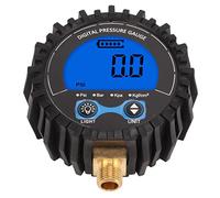 Drfeify Medidor Digital de Presión de Neumáticos Conector de Cobre Medidor de Presión de Aire de Neumáticos 3 a 200 PSI LCD Luz de Fondo Azul 4 Unidades Rosca M11x1 para Automóviles, Camiones,