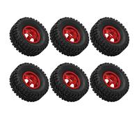 Drfeify Neumáticos de Goma RC con Cubo de Rueda de Aleación de Aluminio, Neumáticos Todoterreno de 67 Mm de Diámetro y 25 Mm de Ancho para WPL C14 C24 C34 C44 B14 B24 B16 B36 Modelo de (Rojo)