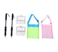 Drfeify Pala de Playa Tamiz de de Metal con Bolsa de Malla y Poste Juego de Pala de Concha a Prueba de Herrumbre para Recolectar Conchas y Cristales de Mar en la Playa para Adultos Familias (2