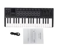 Drfeify Piano de Teclado, Controlador de Teclado MIDI USB de 37 Teclas, Almohadillas de Batería Retroiluminadas, Versátil para Producción Musical y Presentaciones en Vivo