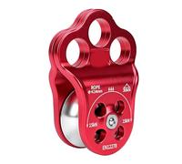 Drfeify Polea de Escalada Polea de Cuerda de Doble Rodamiento de Aluminio de Aviación 30KN Placa Lateral de 3 Orificios para Escalada en Roca Trabajo de Rescate de árboles y Operaciones Aéreas (rojo)