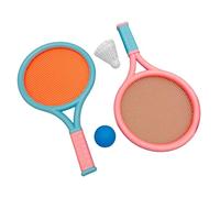 Drfeify Raqueta de Bádminton para Niños, Raqueta de Tenis Ligera, Antideslizante, Envuelta Suave, con 2 Raquetas y 2 Pelotas, para Entrenamiento Deportivo para Niños (Rosado)