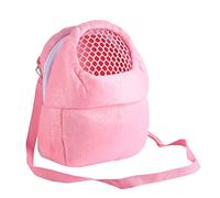 Drfeify Transportín para Mascotas Pequeño, Transportador de Viaje de Felpa Suave con Correa Ajustable, Diseño de Ventilación de Malla para Hámsteres y Erizos (Rosa L)