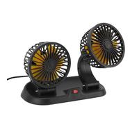 Drfeify Ventilador de Enfriamiento de Automóvil de Doble Cabezal, Ventilador de Tablero de Automóvil ABS con 2 Velocidades de Viento Motor Silencioso de Rotación Ajustable 360 para Camiones DC12V RV