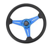 Drfeify Volante de Coche Volante de Carreras de Cuero de PU 14 Pulgadas 350 Mm Diseño Universal de 6 Orificios para Pernos con Botón de Bocina Marco de Aluminio Fácil Instalación para Uso en Pista