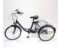 DRFGHK Bicicleta eléctrica de 3 ruedas para adultos (carga de 150 kg), eléctrica/asistida por energía/pedal, altura ajustable (29.5-33.4 pulgadas) + batería de litio (36 V/12 ah), cesta de la compra