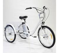 DRFGHK Bicicleta eléctrica de 3 ruedas para adultos (carga de 150 kg), eléctrica/asistida por energía/pedal, altura ajustable (29.5-33.4 pulgadas) + batería de litio (36 V/12 ah), cesta de la compra