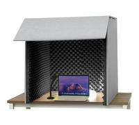 DRFGHK Cabina vocal portátil, cabina de aislamiento, cabina de sonido, cubierta insonorizada de escritorio, escudo absorbente de sonido vocal, espuma absorbente de alta densidad para filtrar el negro
