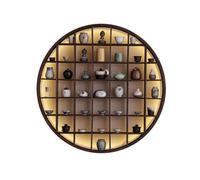 DRFGHK Estante de madera para colgar en la pared, estante flotante redondo para tazas de café, manualidades de plantas verdes, juego de té, ahorro de espacio, rejilla (LED de 120 cm)