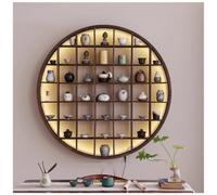 DRFGHK Estante de pared decorativo circular, estante flotante redondo de madera, soporte de exhibición de tazas de café para cocina, decoración de sala de estar (LED de 120 cm)