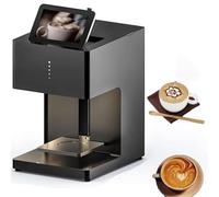 DRFGHK Impresora de café, arte latte 3D, digital, WiFi, foto, carga de selfies, pantalla táctil completa, ración para decoración de bricolaje, pasteles, postres, cerveza, galletas, pan, negro-EBFT4