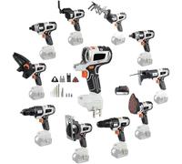 DRFGHK Kit Combinado de Herramientas eléctricas 10 en 1, Kit de Herramientas multifuncionales para carpintería con batería de 6000 mAh, Kit Combinado de Herramientas eléctricas inalámbricas para