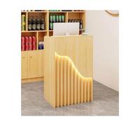 DRFGHK L-Shap - Escritorio de recepción pequeño para cajero o cajero, estación de trabajo, comercial, gran ahorro de espacio, escritorio recepcionista (madera dorada)