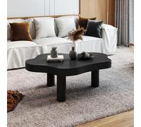 DRFGHK Moderna mesa de centro para sala de estar, madera maciza, diseño de nube, irregular, para interiores, con 3 patas, mesa central pequeña, color negro, 80 x 55 x 40 cm