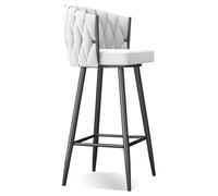 DRFGHK Moderno taburete giratorio de 360°, taburetes de altura de barra de 1/2/3/4, sillas de cocina tapizadas con asiento de 25.6/29.5 pulgadas con patas de acero y reposapiés, patas blancas y negras